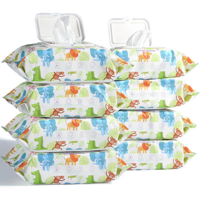 مناديل مبللة مكونة من 80 مناديل مبللة ناعمة غير منسوجة مع غطاء للأطفال